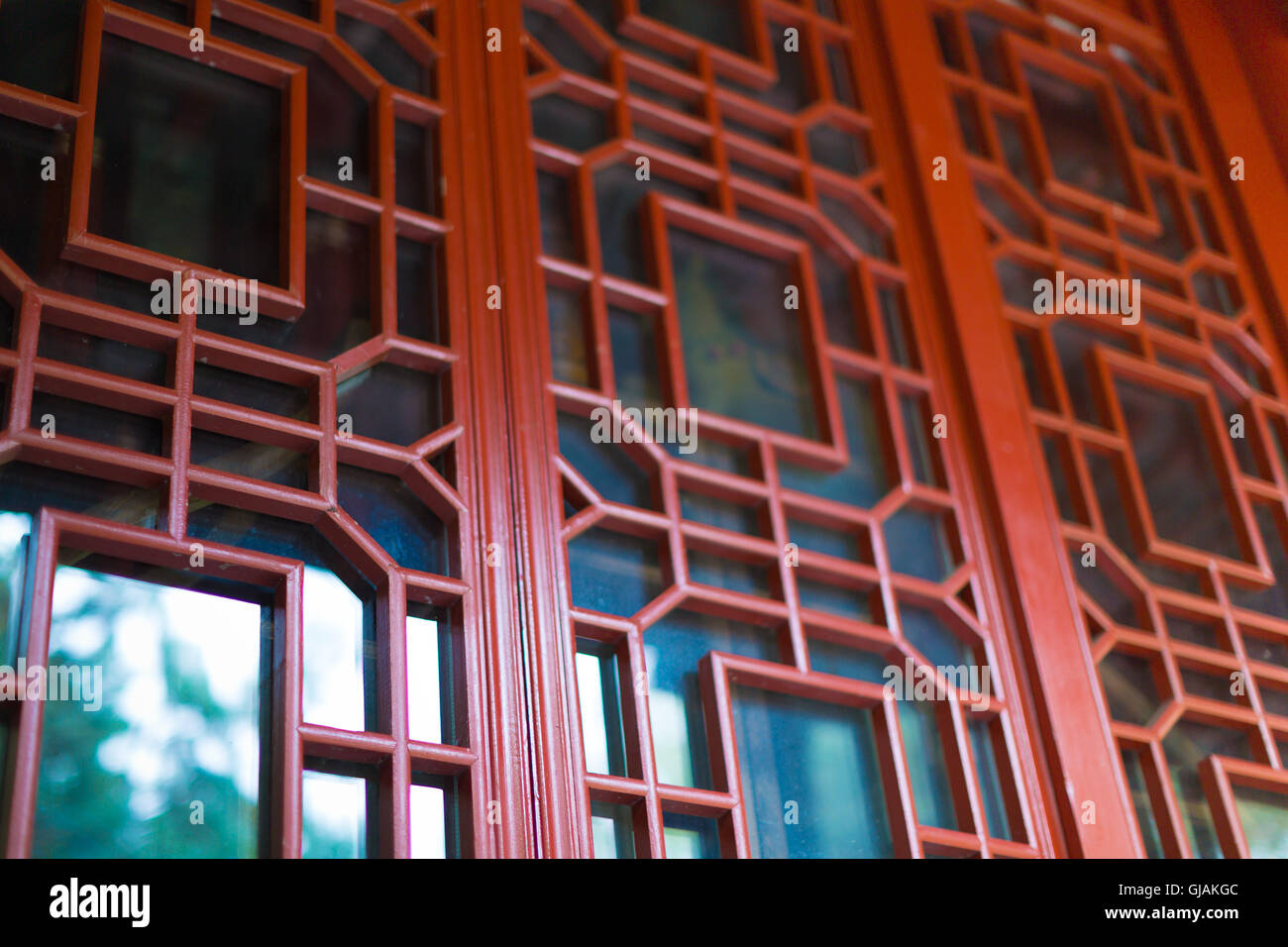 Red Door in Japan house Stock Photo
