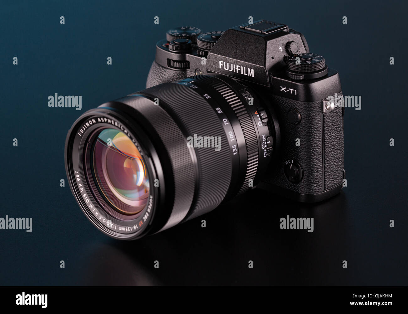 BERLIN, GERMANY - June 06, 2016: Fujifilm X-T1 Mirrorless  Digital Camera with 18 - 13m mm Lens Stock Photo