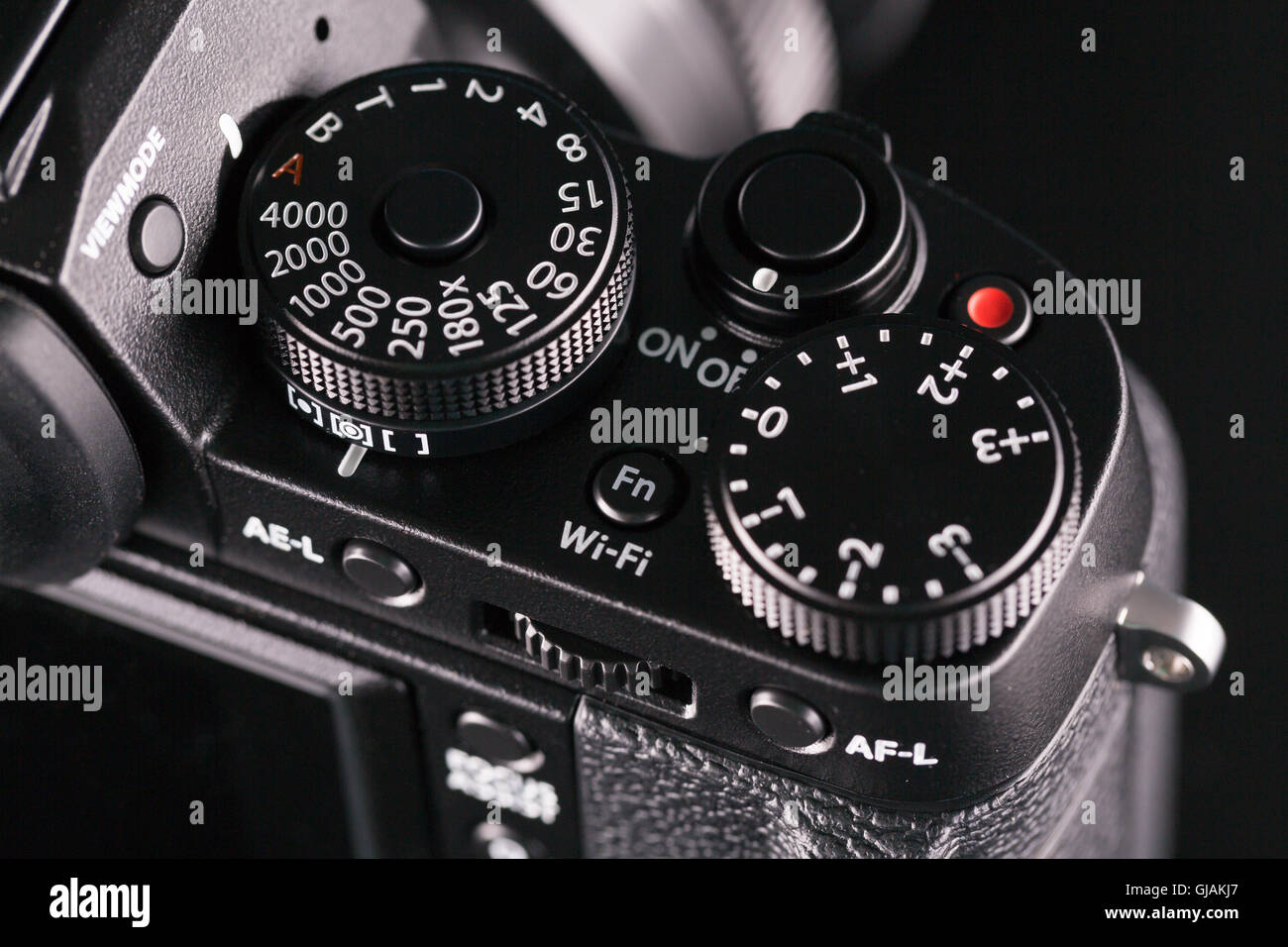 Close up view of DSLR camera Stock Photo