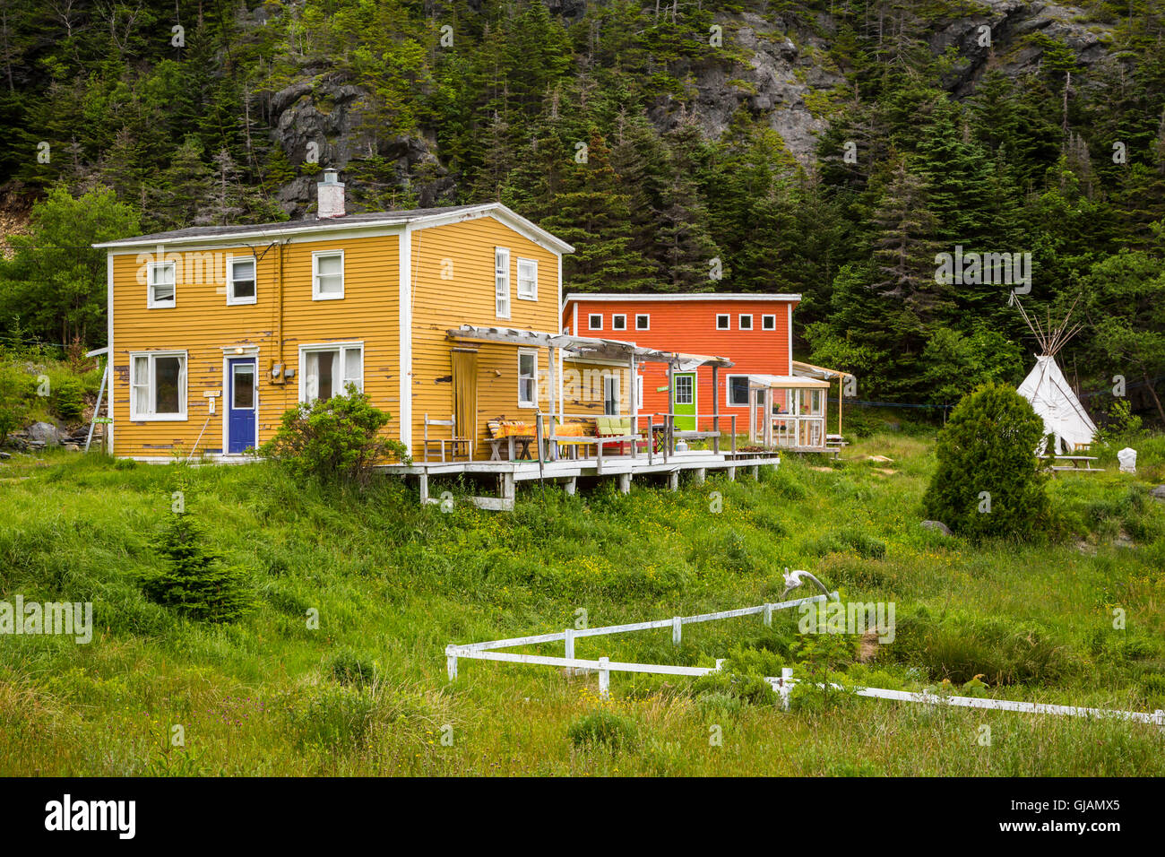 Colorful salt box houses at East Bauline, Newfoundland and Labrador