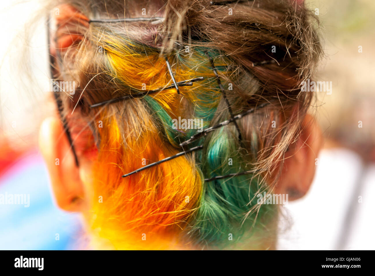 Hair clips rear view, woman Stock Photo Alamy