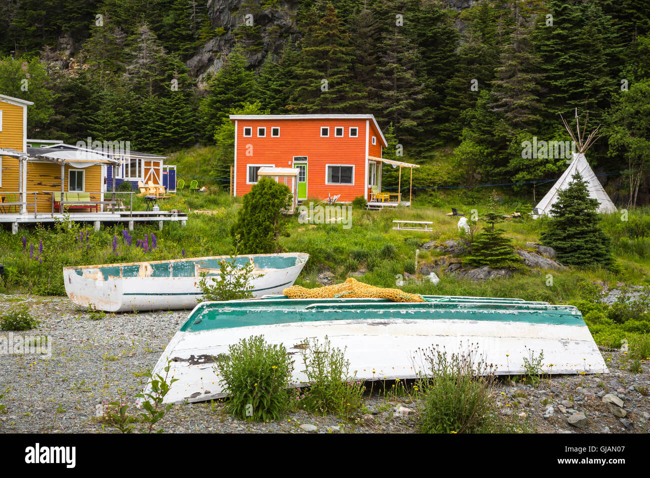 Colorful salt box houses at East Bauline, Newfoundland and Labrador, Canada Stock Photo Alamy