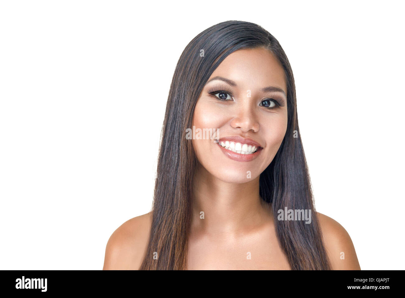 Beautiful young asian woman portrait isolated on white background Stock Photo