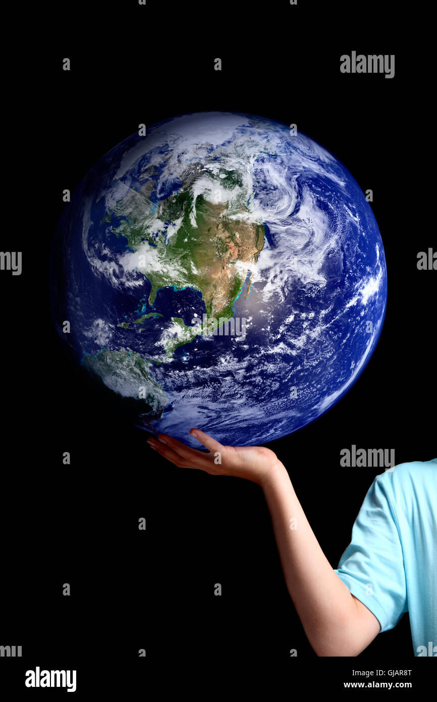 World in the palm of your hands - planet earth Stock Photo