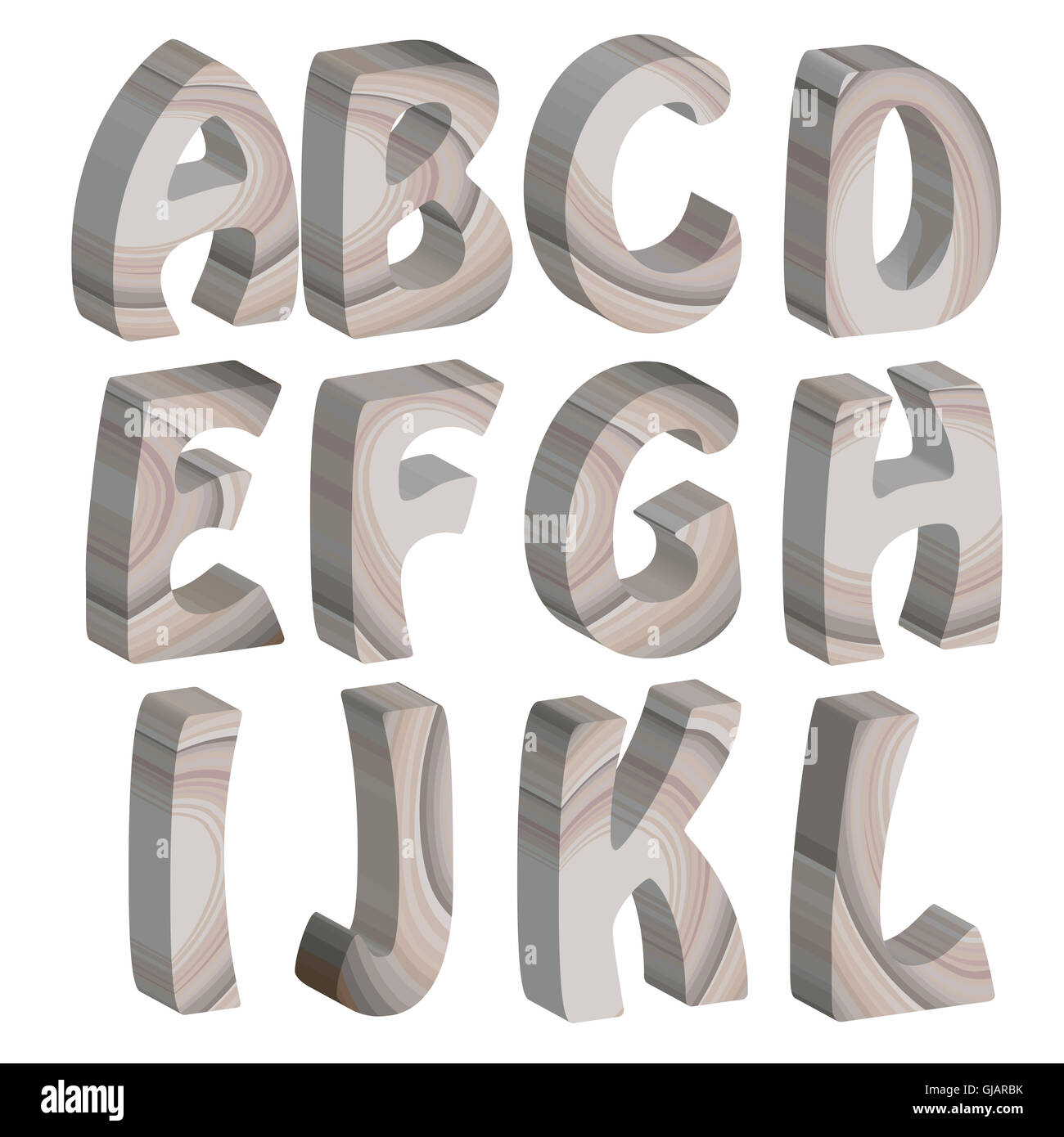 3D wooden letters of the alphabet Stock Photo