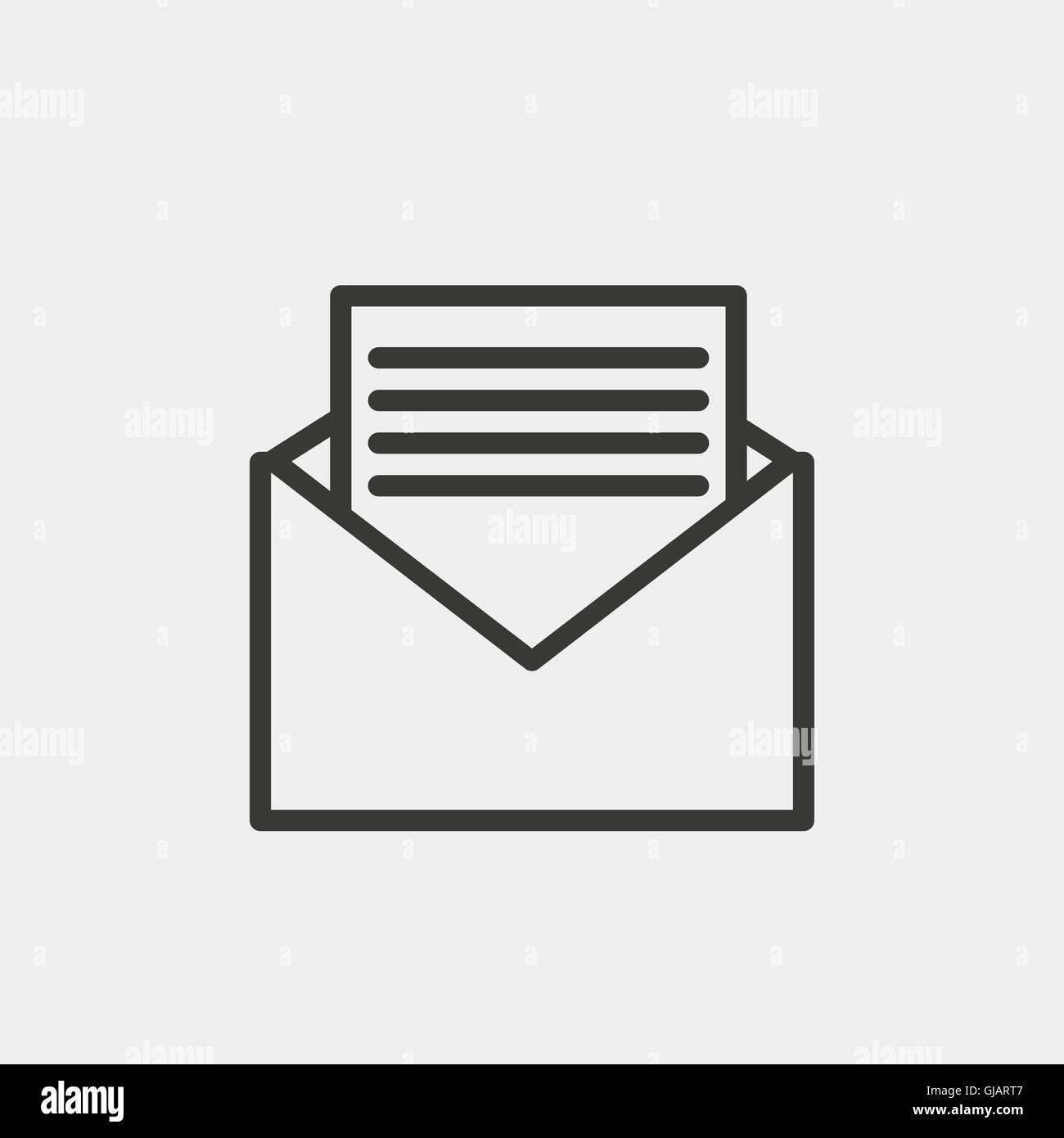 Open Envelope With Letter Icon Of Brown Outline For Illustration