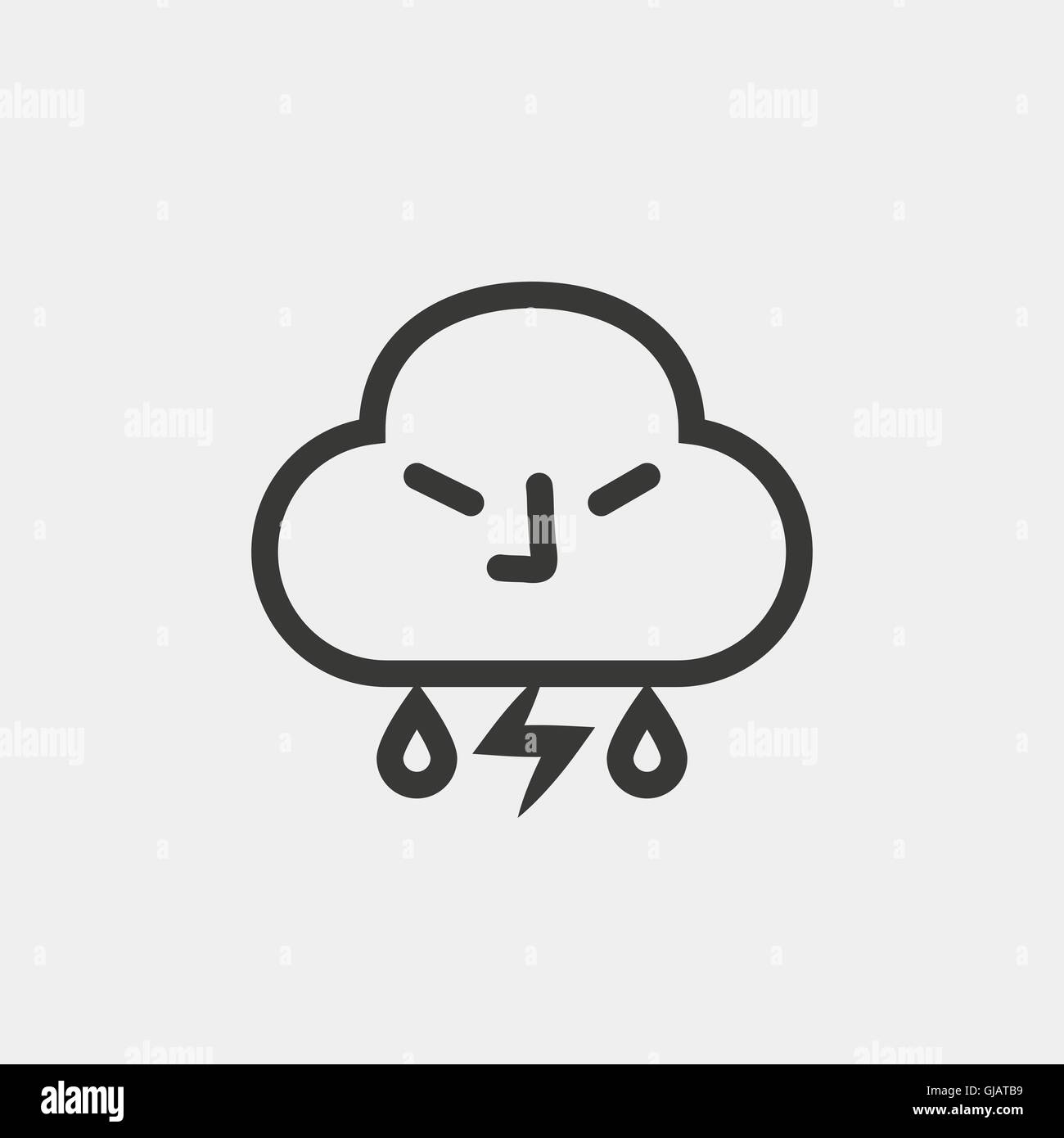 thunder with rain icon of brown outline for illustration Stock Vector ...