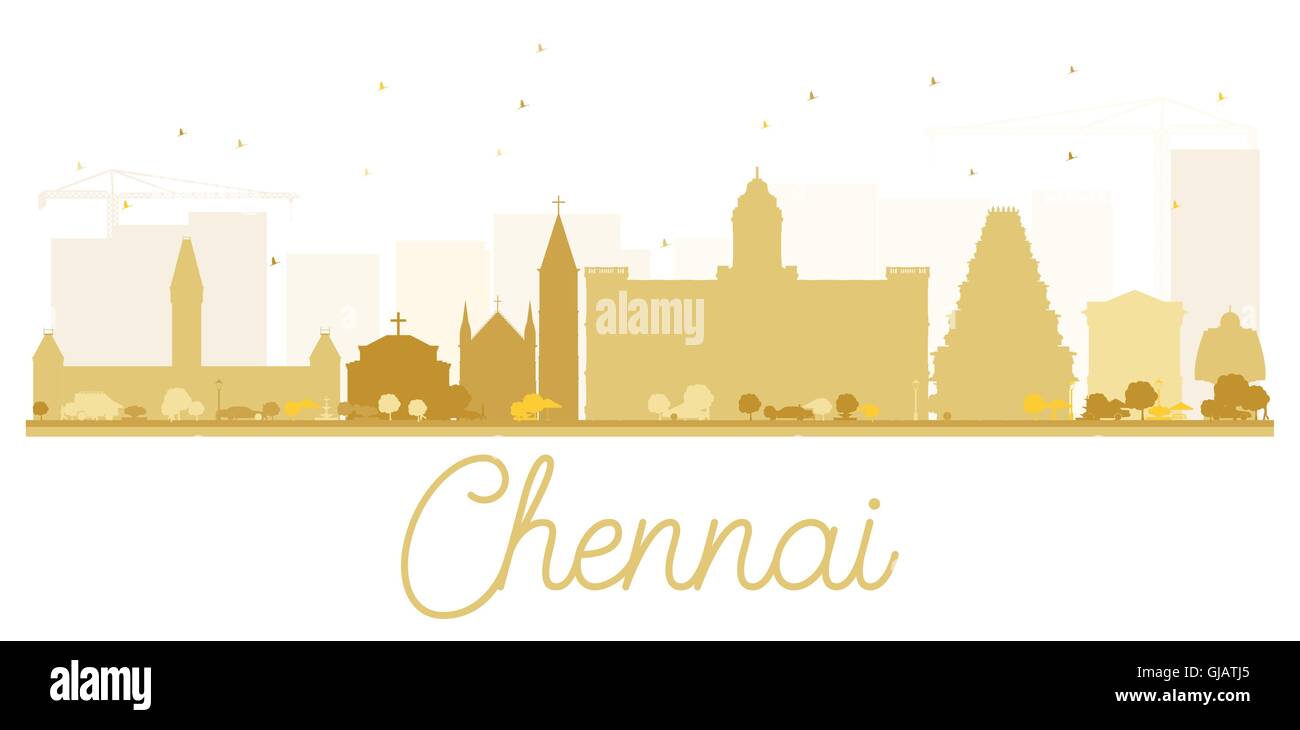 Chennai City skyline golden silhouette. Vector illustration. Simple