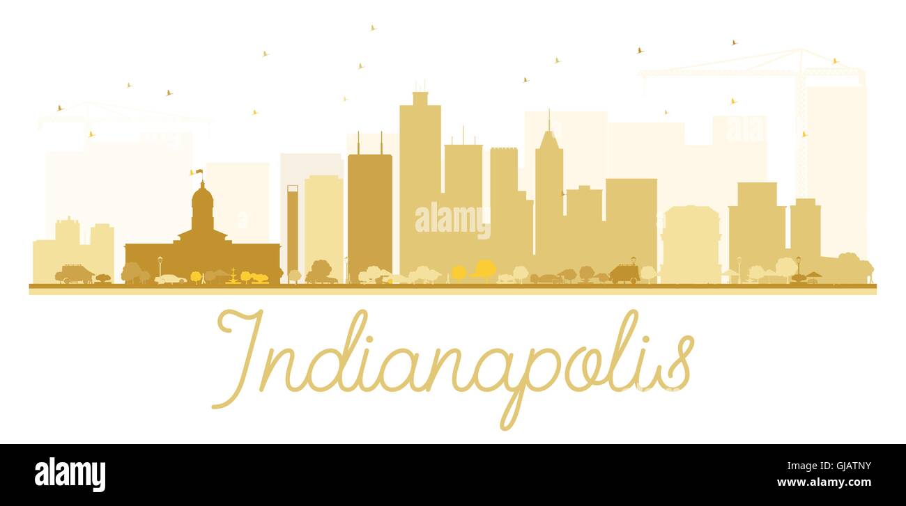 Indianapolis City skyline golden silhouette. Vector illustration