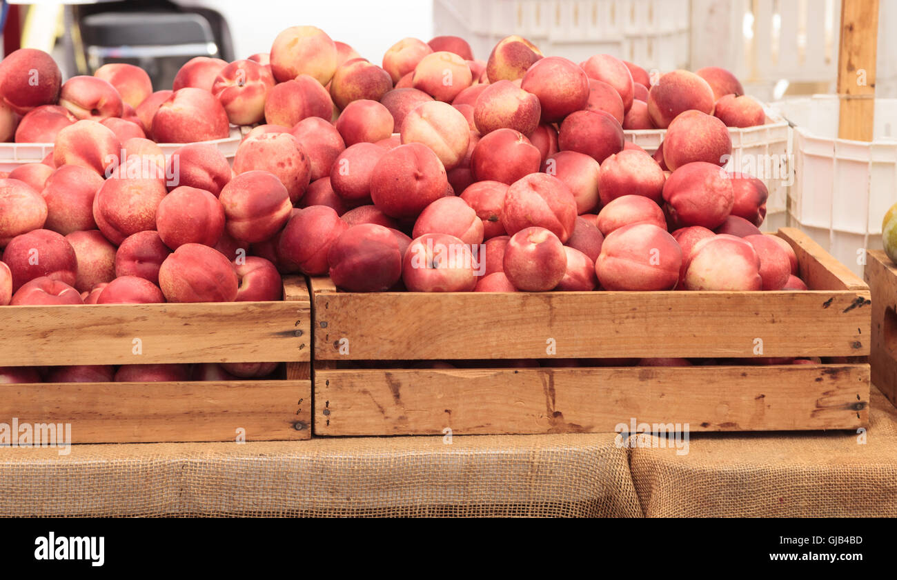 Red and yellow Nectarines grown and harvested in Southern California