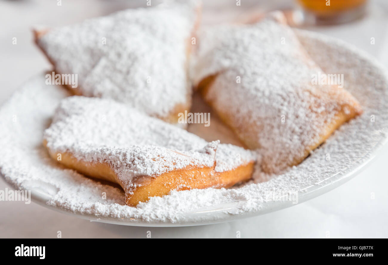 on Plate with powdered sugar Stock Photo Alamy