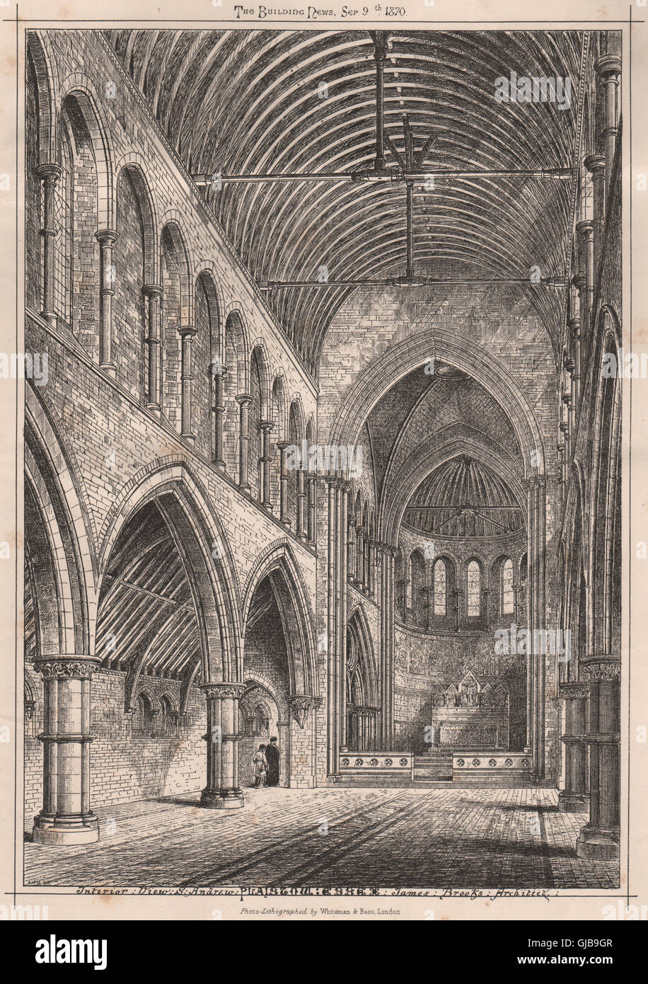 Interior view, St. Andrew, Plaistow, Essex; James Brooks, Architect, 1870 Stock Photo
