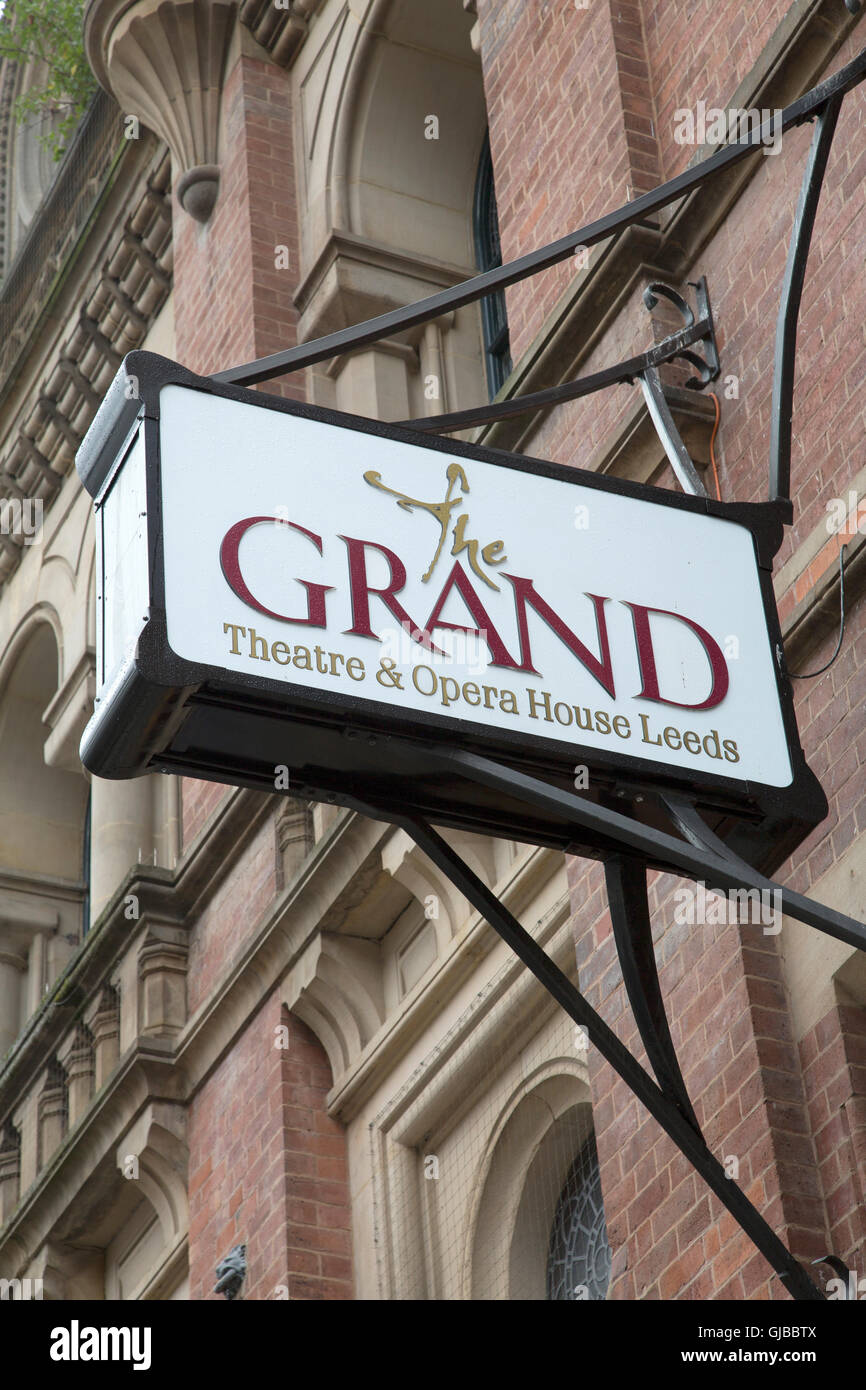 Grand Theatre and Opera Sign, Leeds; Yorkshire; England; UK Stock Photo