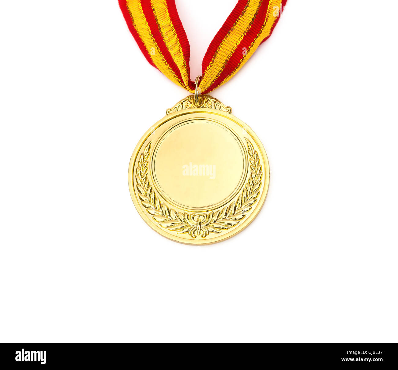 front of a gold medal on a white background Stock Photo