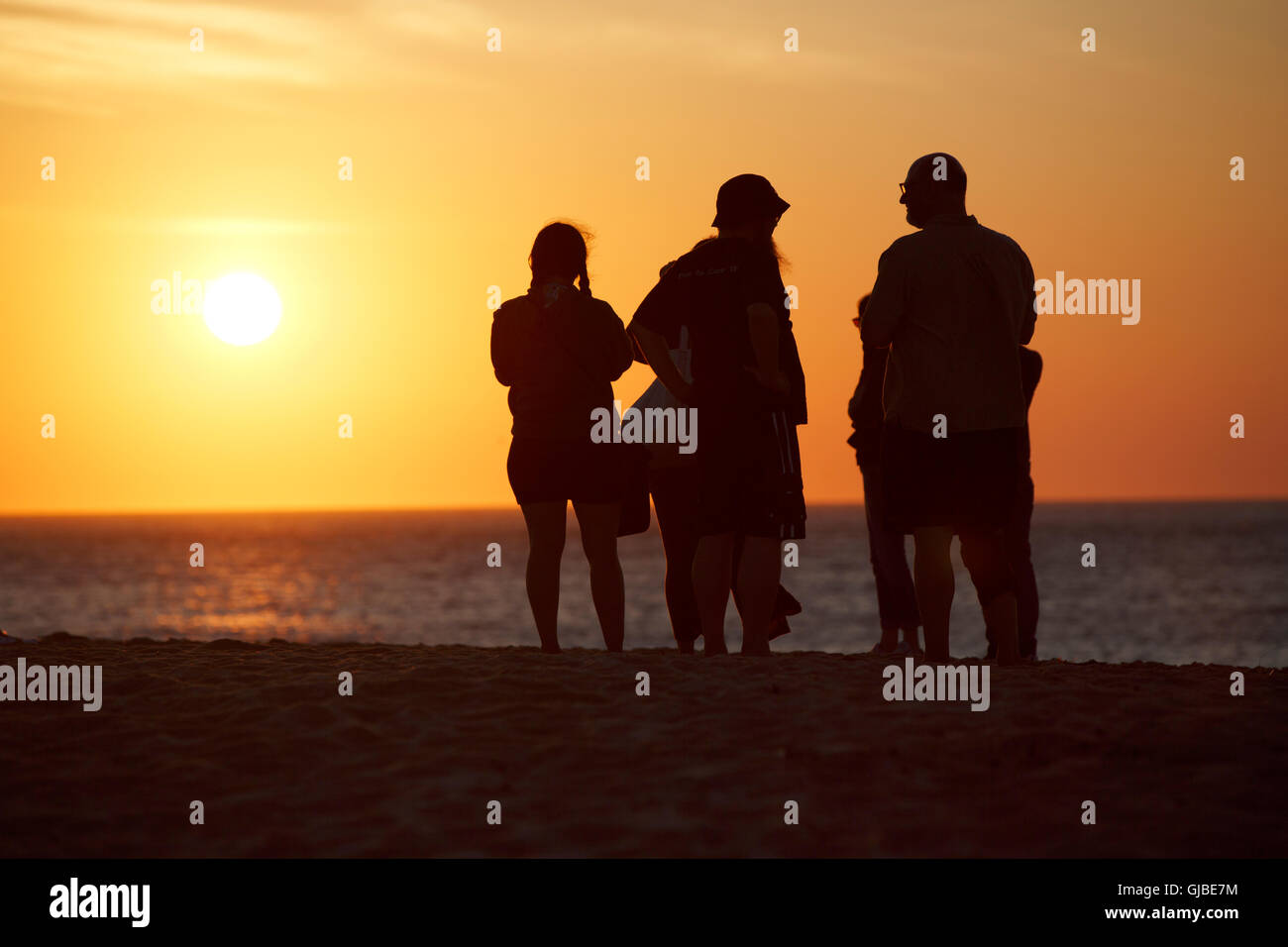 People on Race Point Beach, sunset, Provincetown, Massachusetts Stock Photo