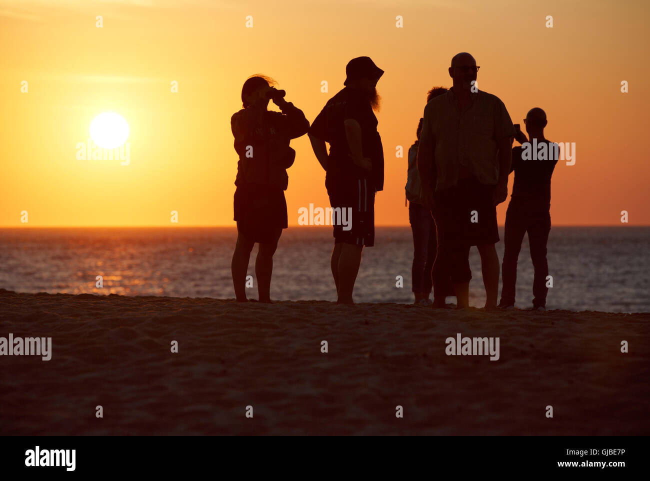 People on Race Point Beach, sunset, Provincetown, Massachusetts Stock Photo