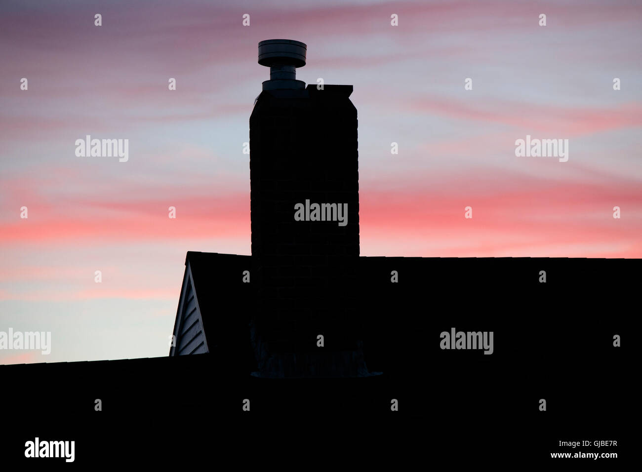 Chimney, sunset, Dennis, Cape Cod, Massachusetts Stock Photo
