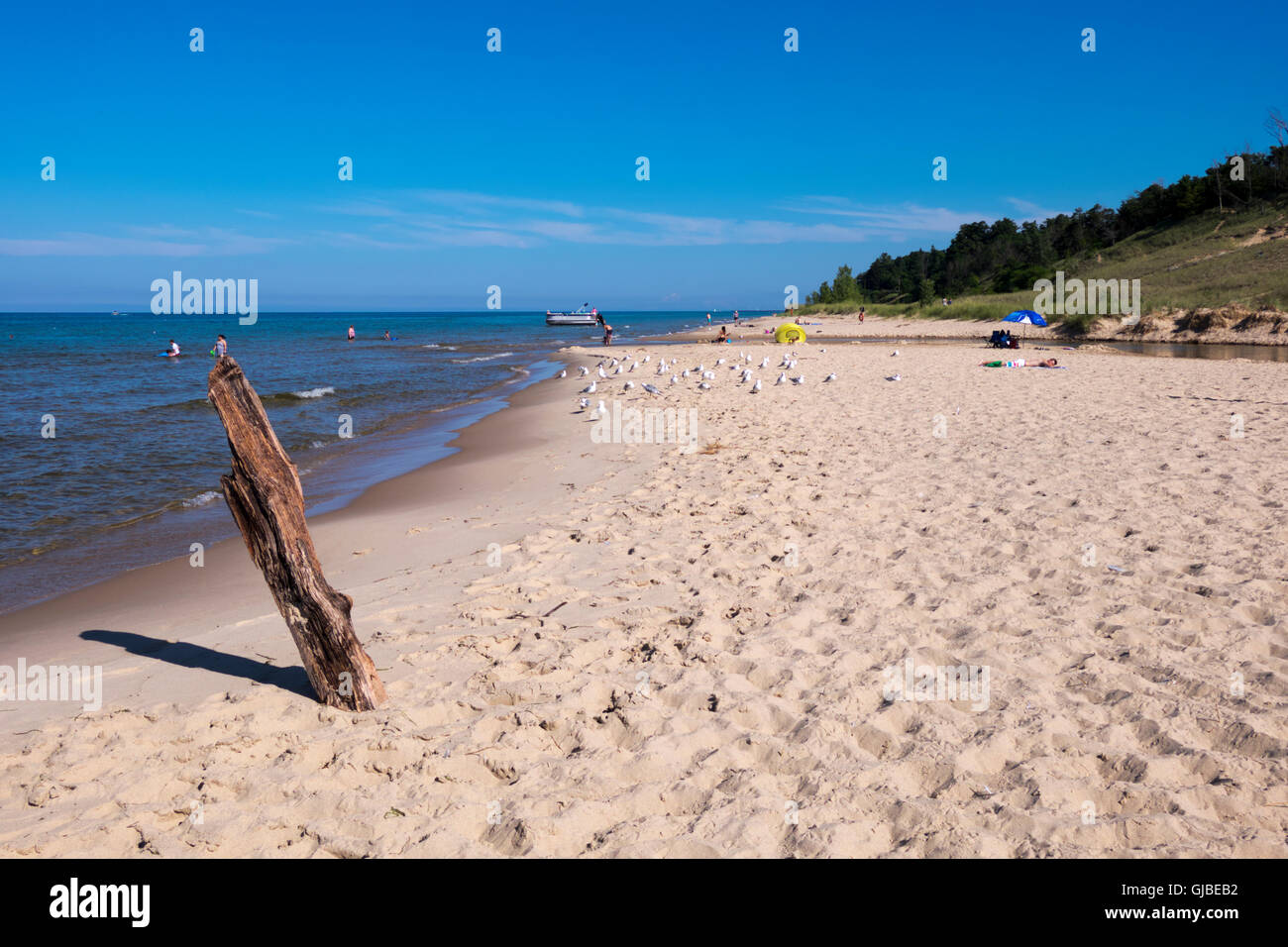 Lake Michigan beach early morning at Duck Lake outlet near Whitehall