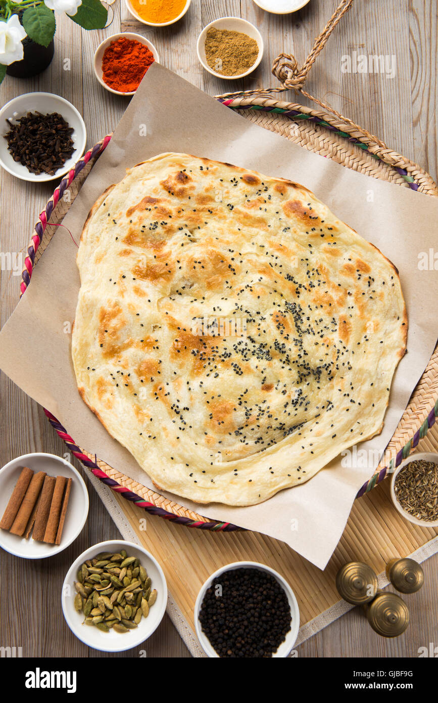 Malawah or Malawach traditional yemeni bread Stock Photo