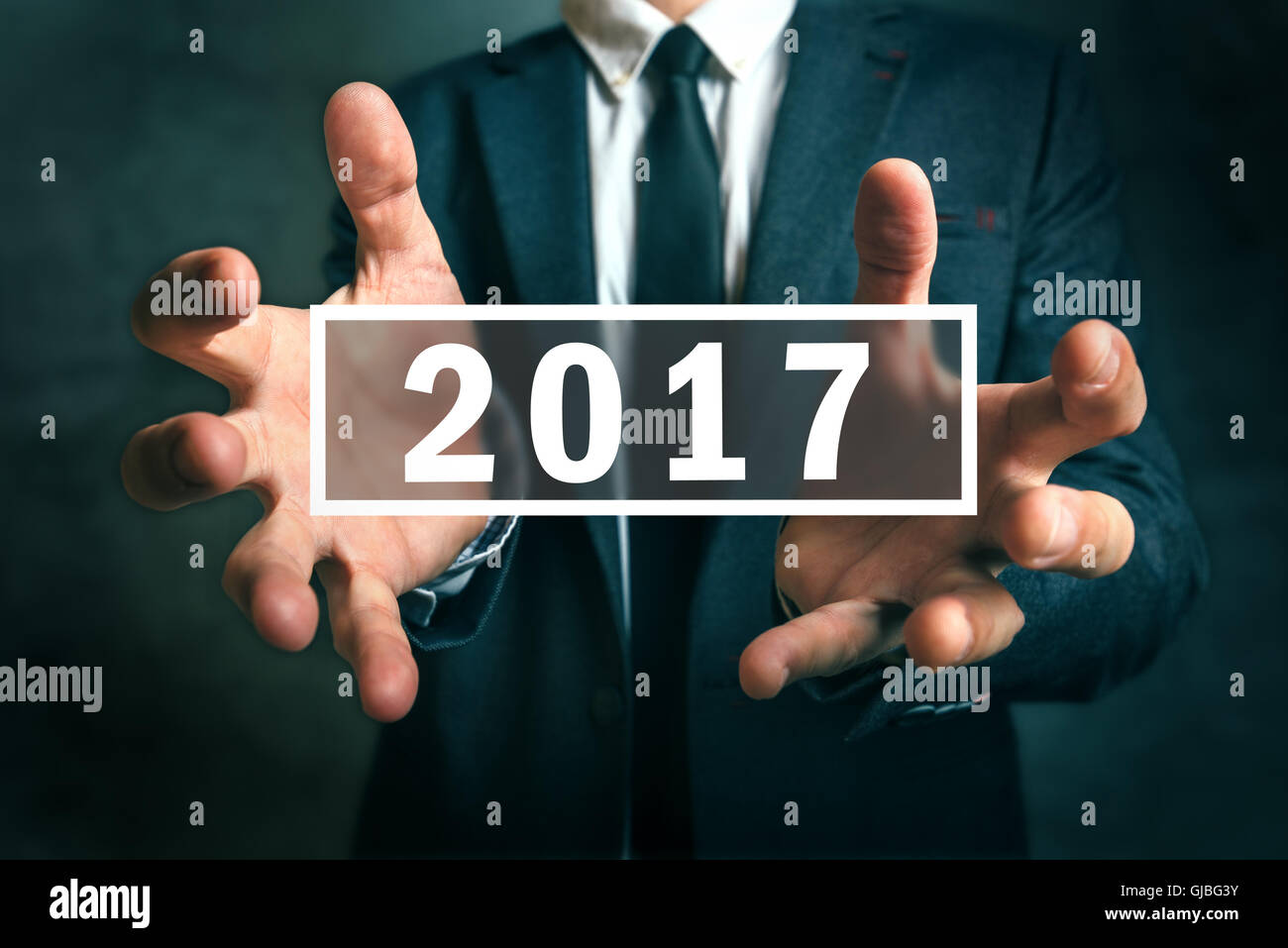 Business opportunities in 2017, businessman making plans for the new year. Stock Photo