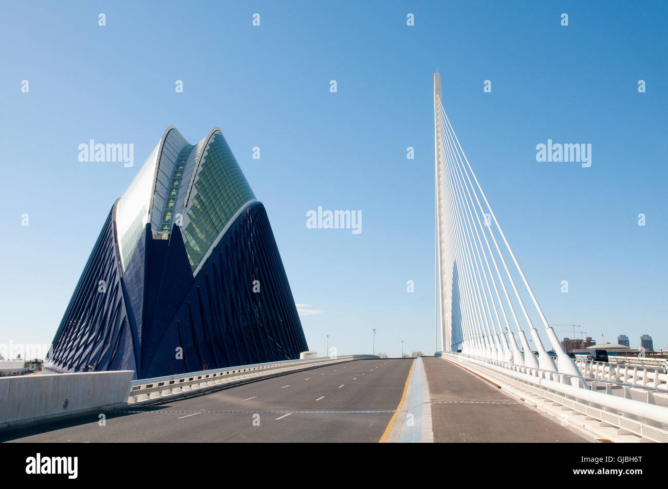 The Agora and L'Assut d'Or bridge. City of Arts and Sciences, Valencia, Spain. Stock Photo