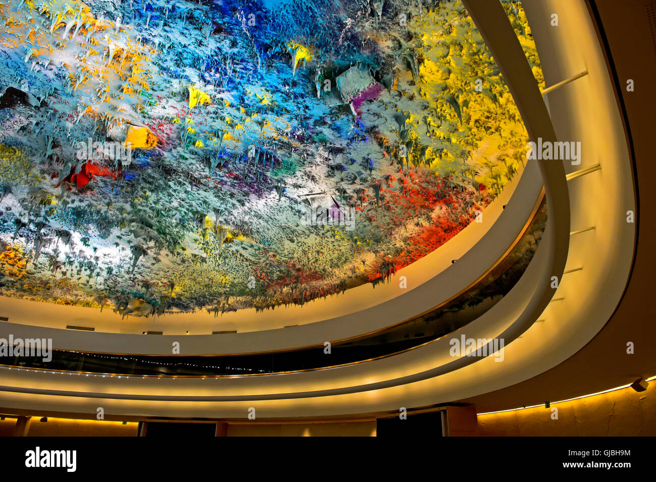 Ceiling sculpture in the Human Rights and Alliance of Civilization Chamber, Palais des Nations, Geneva, Switzerland Stock Photo