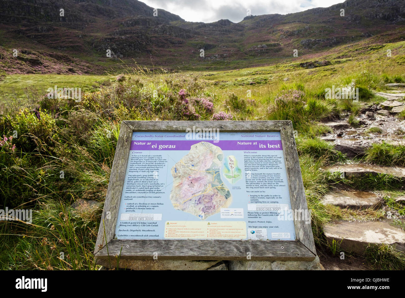 Bilingual information sign for Rhinog National Nature Reserve and ...