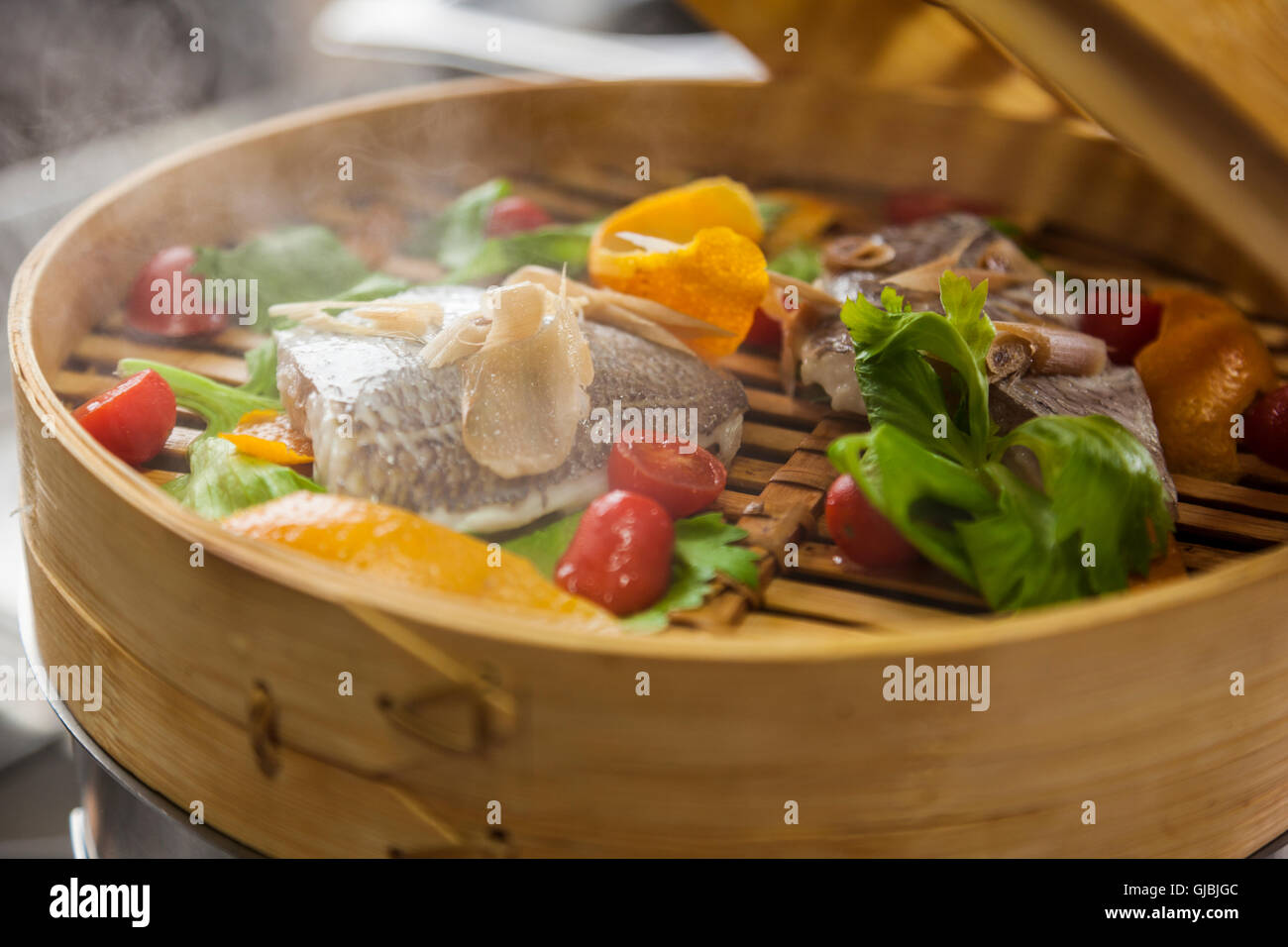 steamed fish japanese style Stock Photo Alamy