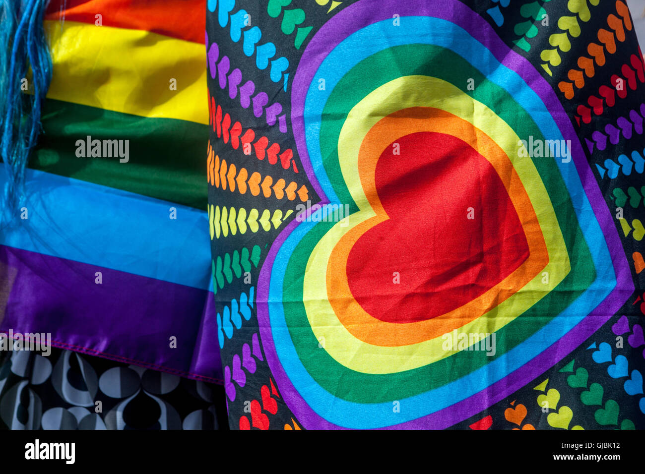 Colorful heart LGBT flag, Prague Pride, Czech Republic Stock Photo