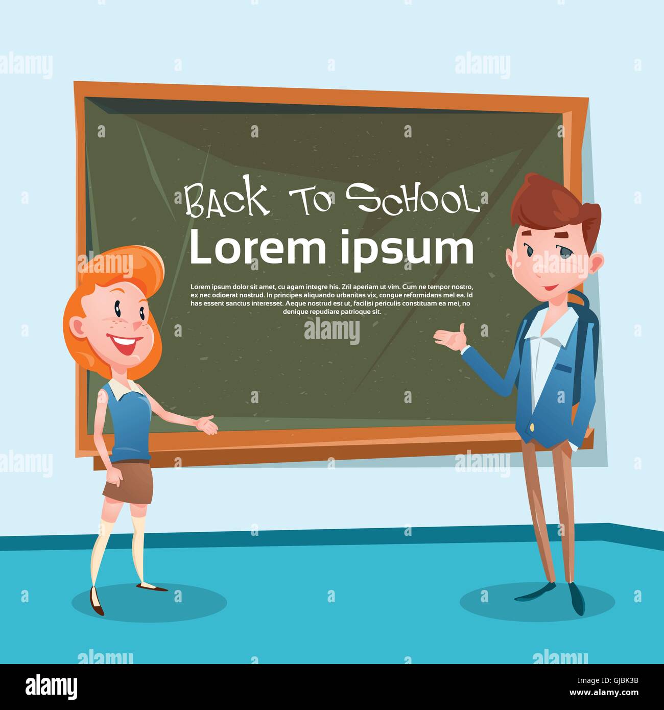 Pupils Group Over Class Board Back To School Banner Stock Vector Image ...
