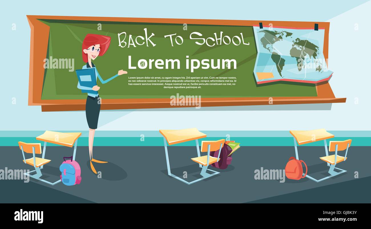 Teacher Over Class Board Classroom Back To School Banner Stock