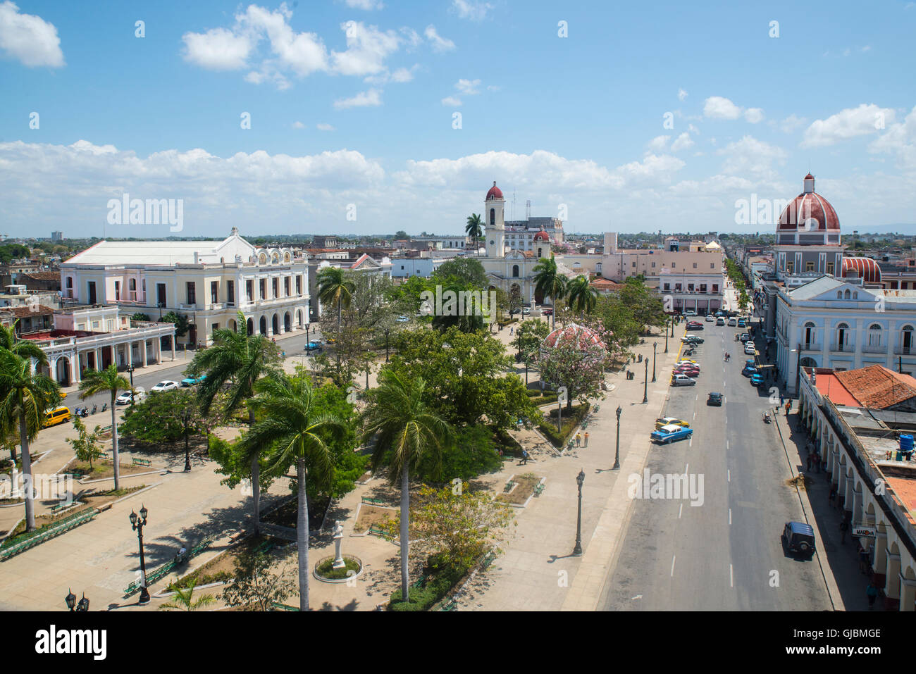 View from Casa de la Cultura Benjamin Duarte, Plaza de Armas, Cienfuegos, Cuba Stock Photo