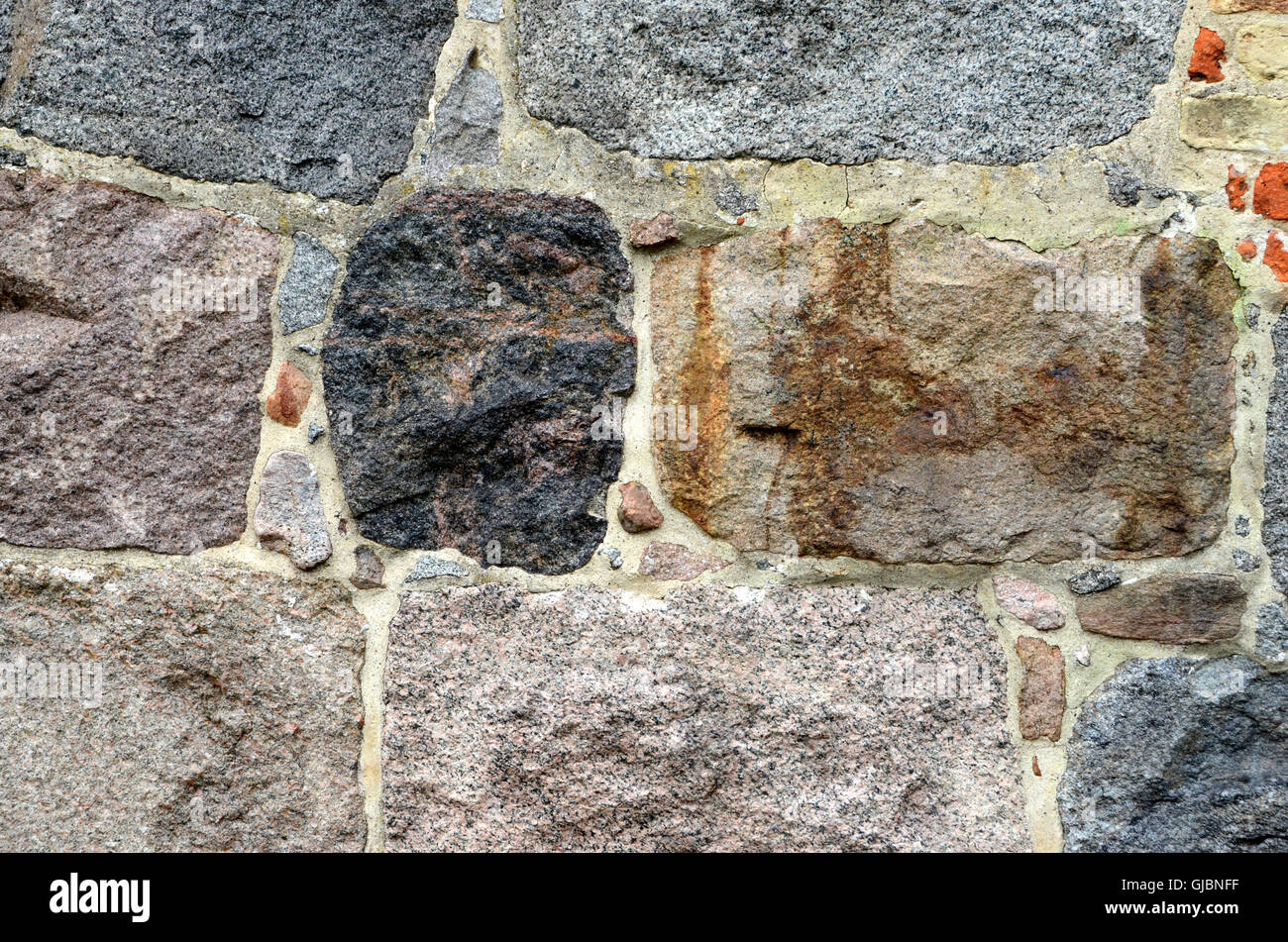 Wall made of large massive stones at the castle of Sønderborg Stock ...