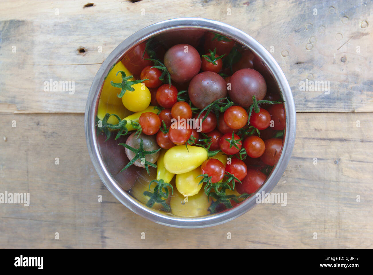 Mix of various kinds of tomatoes Stock Photo