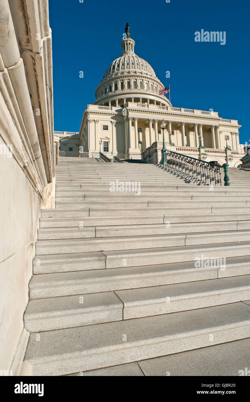 The western facade and dome of the US Capitol in Washington, DC. Stock Photo