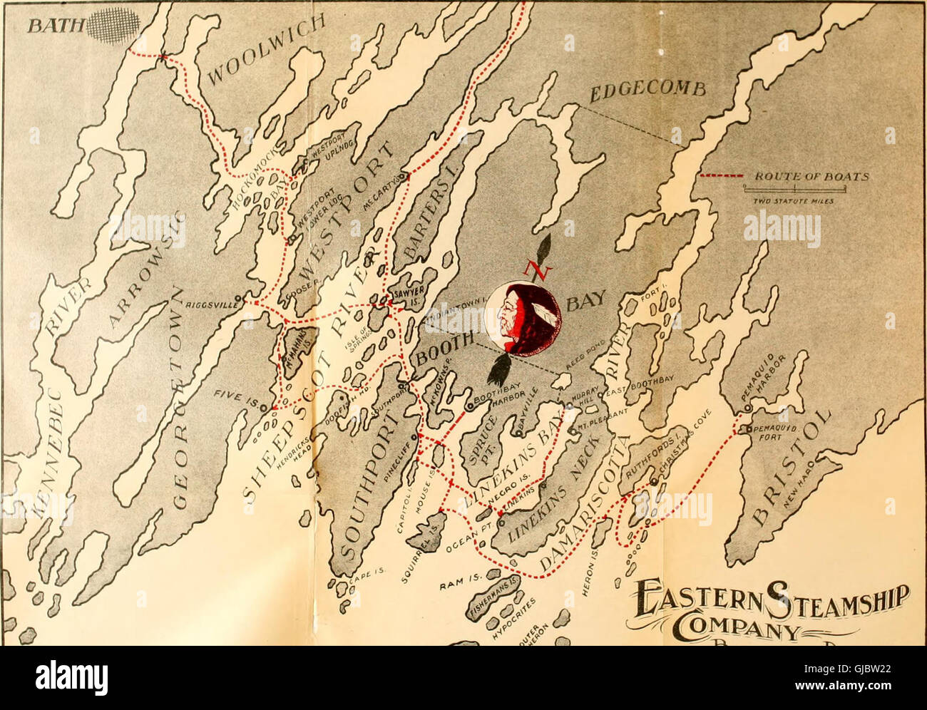 Boothbay harbor maine map hi-res stock photography and images - Alamy