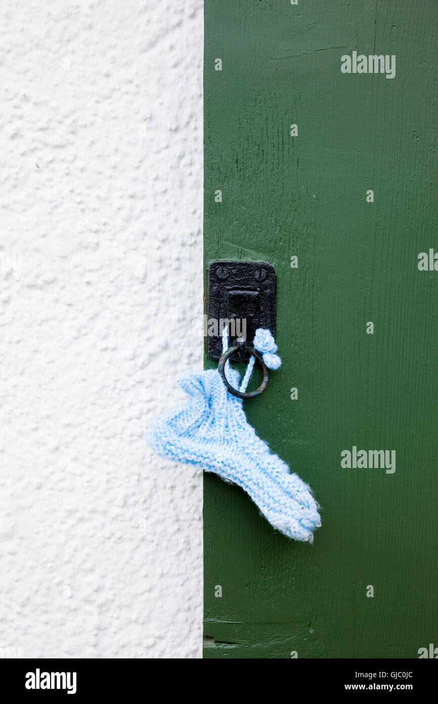 Baby Sock On Doorhandle Stock Photo 114589956 Alamy