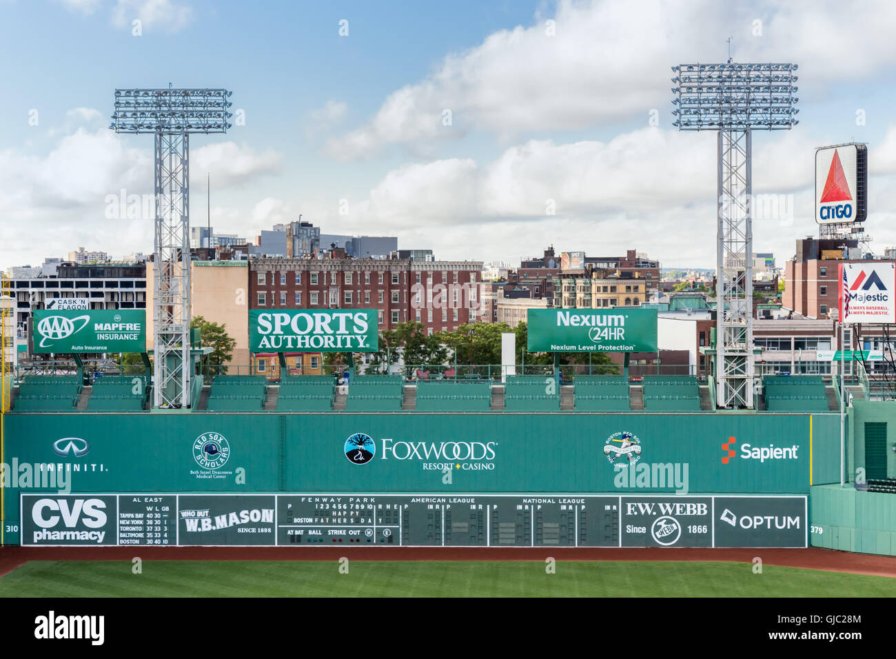 The Green Monster of Fenway Park, Boston, Massachusetts Stock Photo