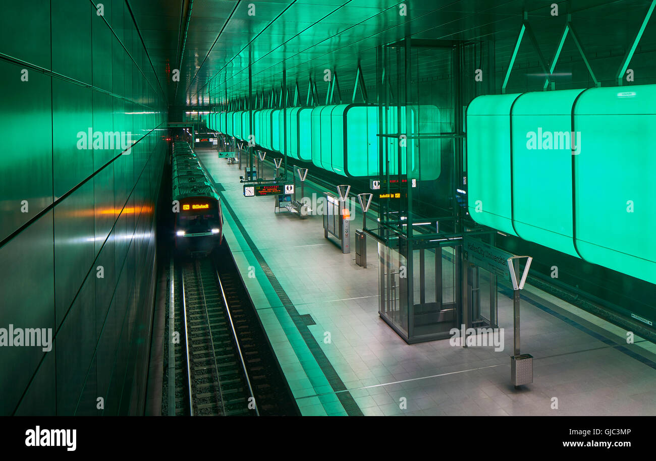 Germany, Hamburg, underground Line 4, station HafenCity Stock Photo