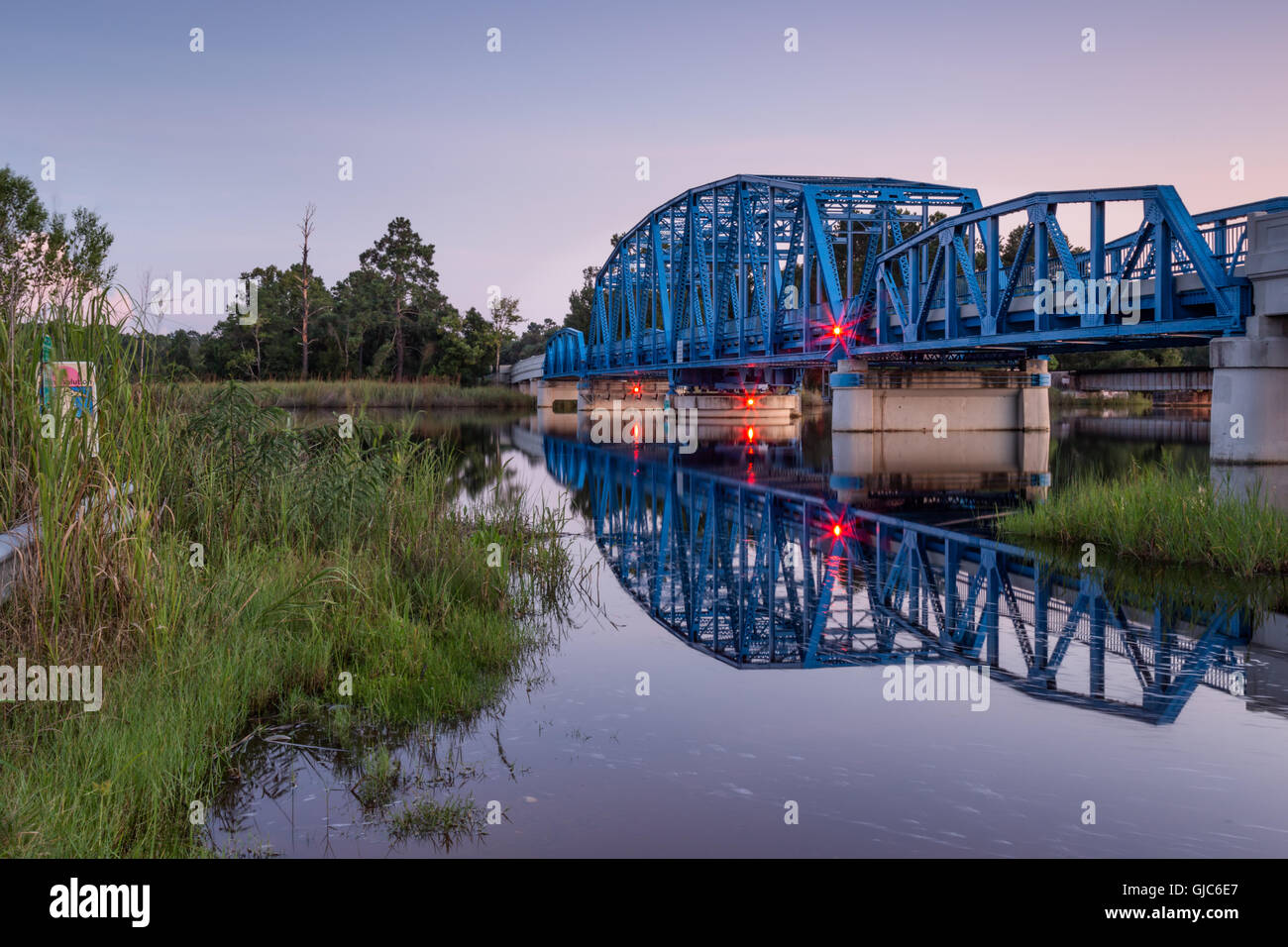 Blue Bridge over the St. Marys River, Kingsland, Georgia Stock Photo