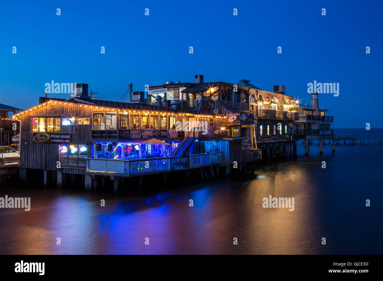 Cedar Key Waterfront at Blue Hour, Cedar Key, Florida Stock Photo Alamy