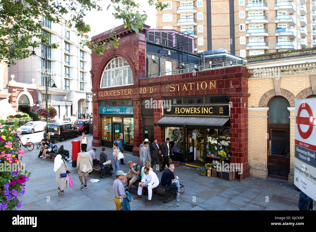 Gloucester Road tube station in the Royal Borough of Kensington and Chelsea and the City of Westminster Greater Central London Stock Photo