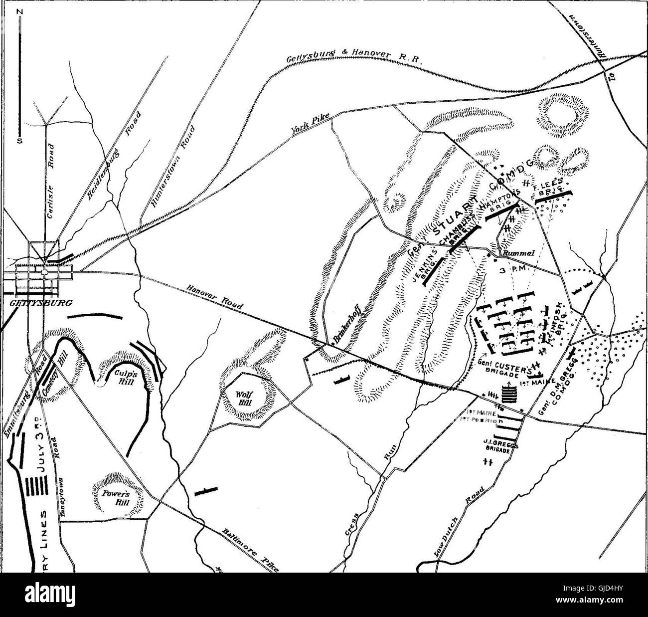 Old map of gettysburg Black and White Stock Photos & Images Alamy