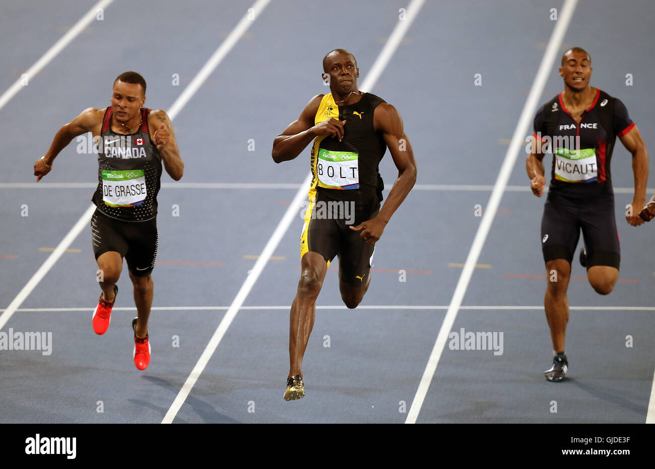 Jamaica's Usain Bolt wins the men's 100m final at the Olympics Stadium
