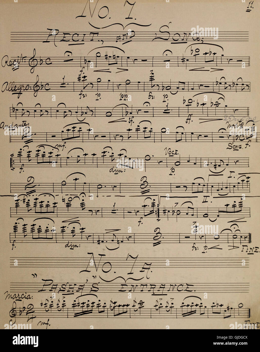 Orchestral parts related to the opera Tabasco by G.W. Chadwick (1894) Stock Photo