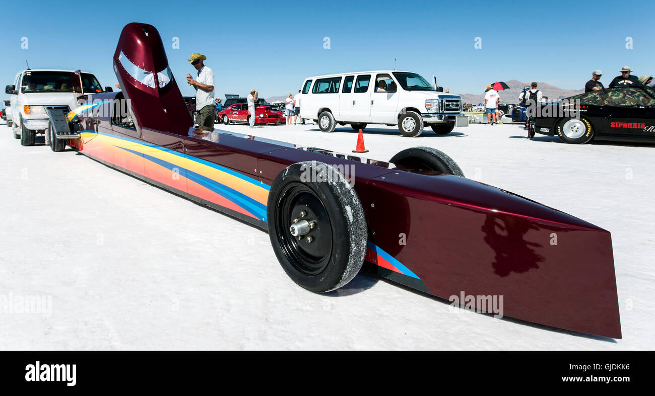 Wendover, Utah, USA. 14th Aug, 2016. A race car is staged for its run