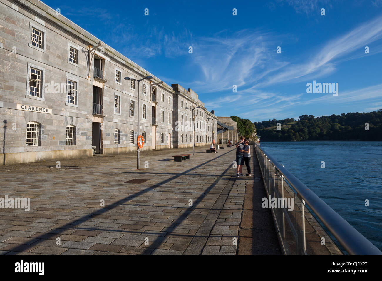Plymouth, UK. 15th August, 2016. A young couple pose for a selfie on the quay or Royal William Yard,  Plymouth Credit:  Michael Buddle/Alamy Live News Stock Photo