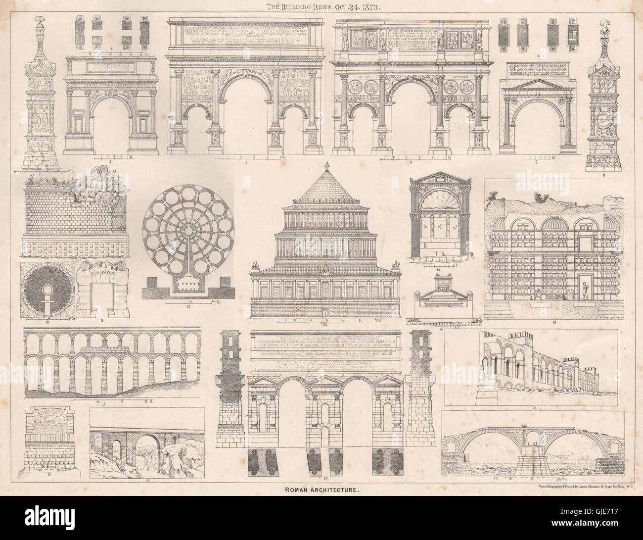 Roman architecture. Rome (2), antique print 1873 Stock Photo - Alamy