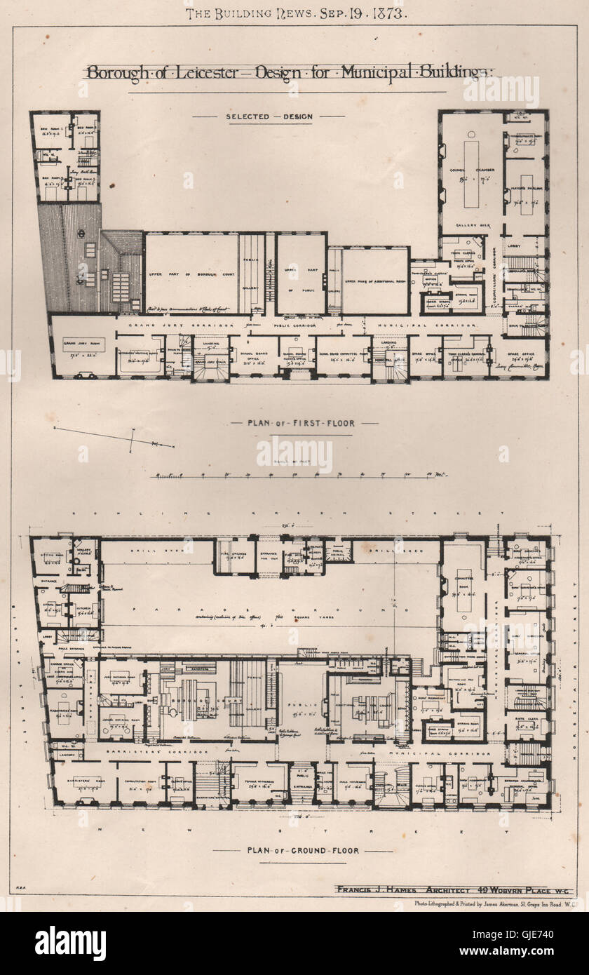 Leicester - design for municipal buildings; Francis J. Hames, Architect (2) 1873 Stock Photo