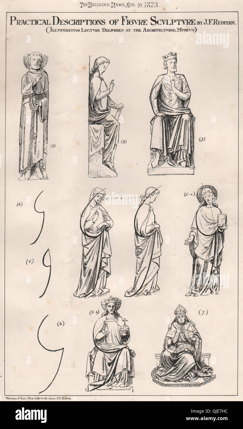Practical descriptions of figure sculpture 1; J.F. Redfern, antique print 1873 Stock Photo